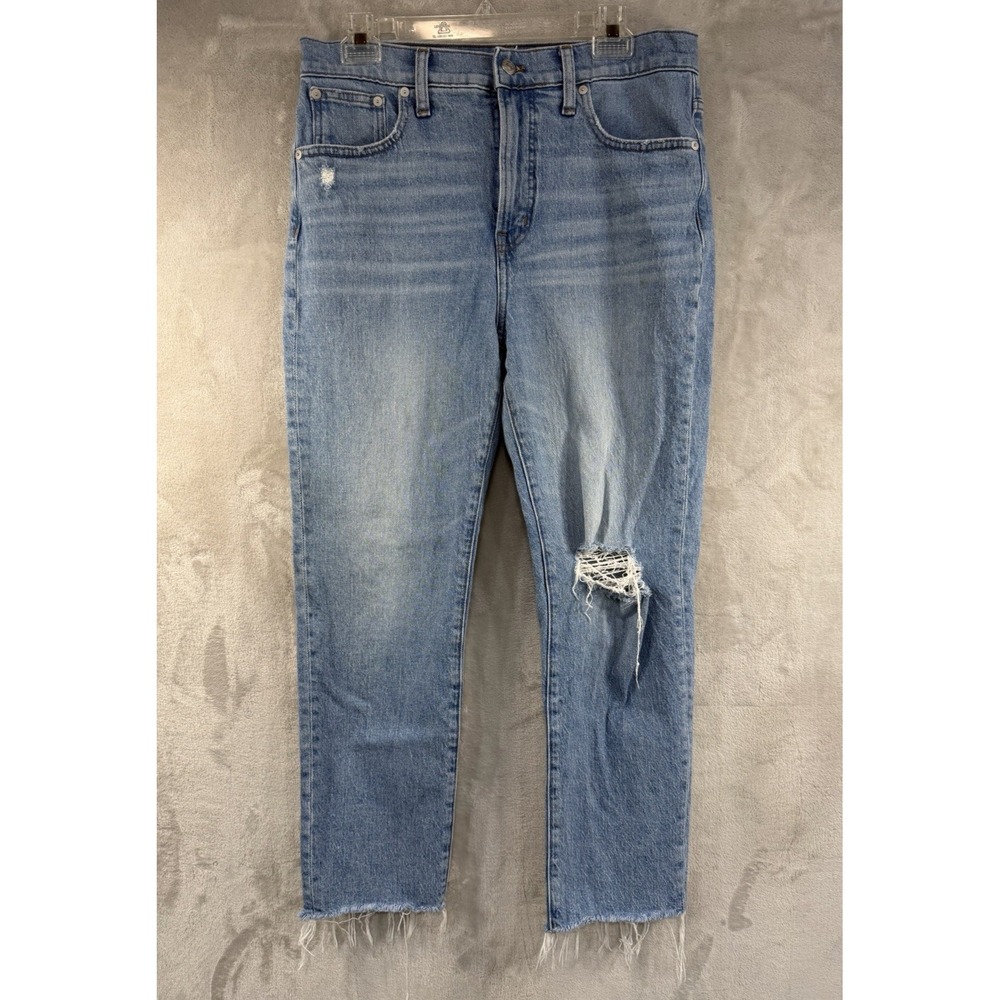 Madewell The Perfect Vintage Jeans High Waist Stretch Crop Tapered Denim 29 Raw